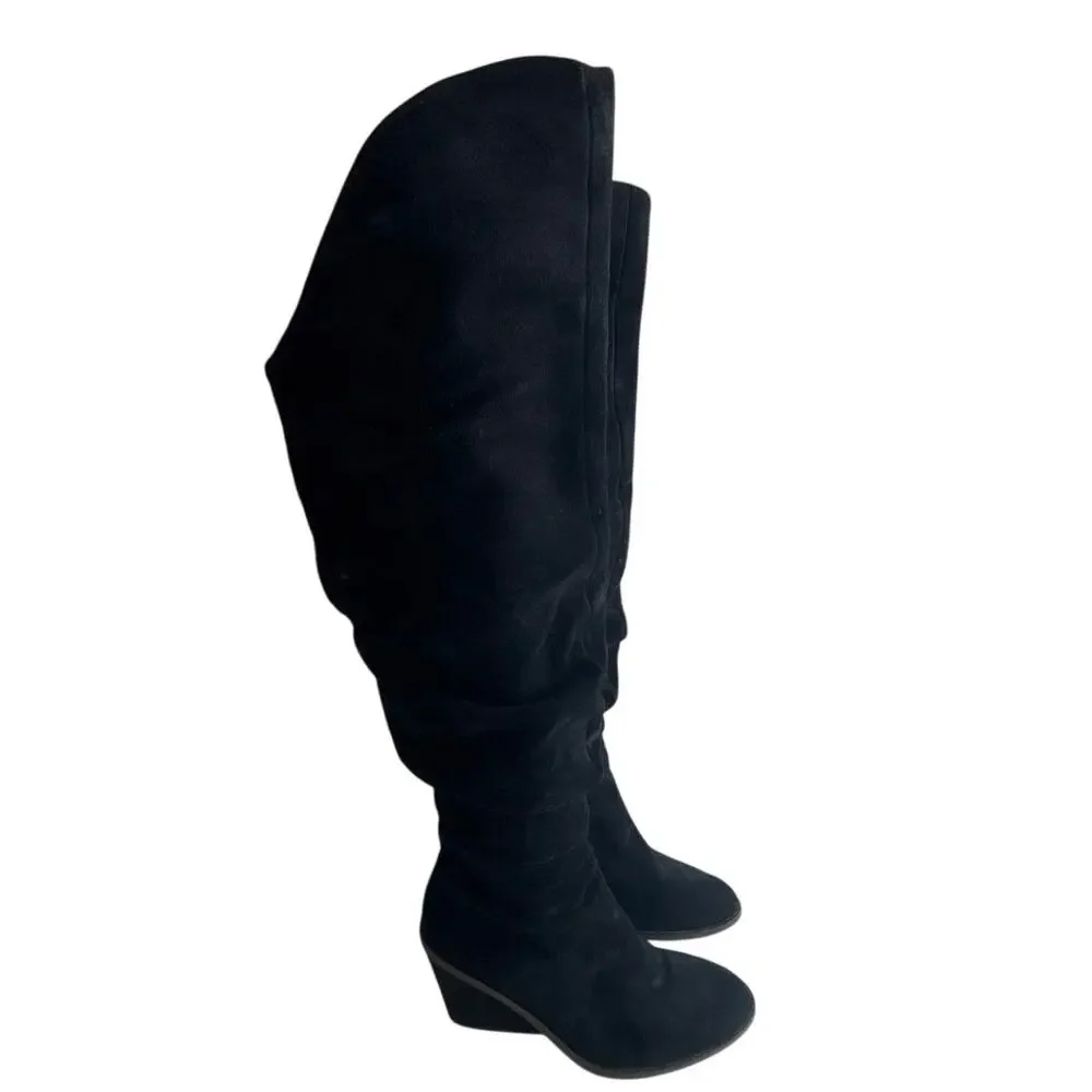 OTK Black Suede Slouchy Over the Knee Boots Comfort Dr. Scholl’s Message Sz. 6.5